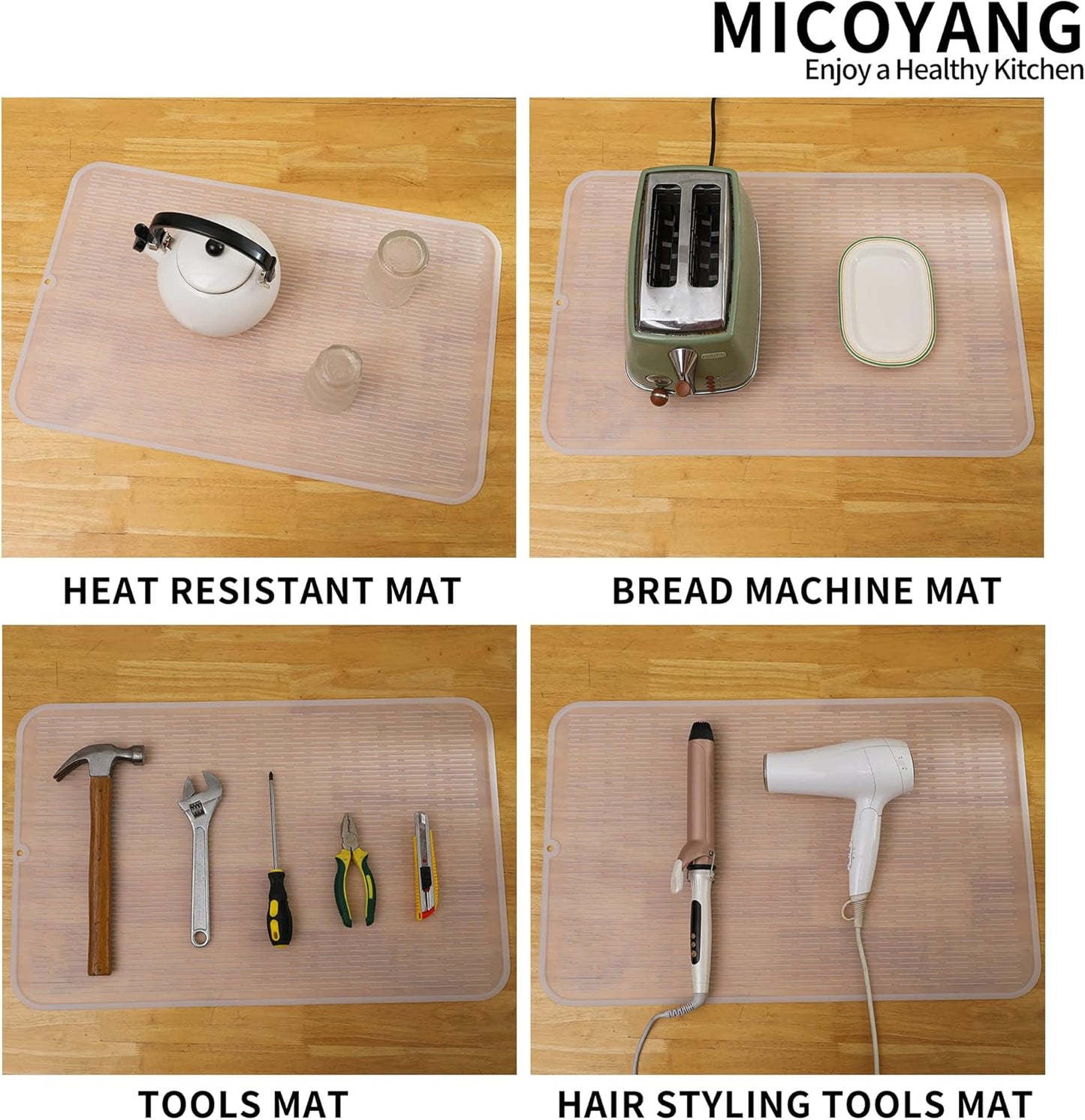 Silicone Dish Drying Mat for Multiple Usage,Easy clean,Eco-friendly,Heat-resistant Silicone Mat for Kitchen Counter or Sink,Refrigerator or Drawer Liner Translucent 3XL 28 inches x 18 inches