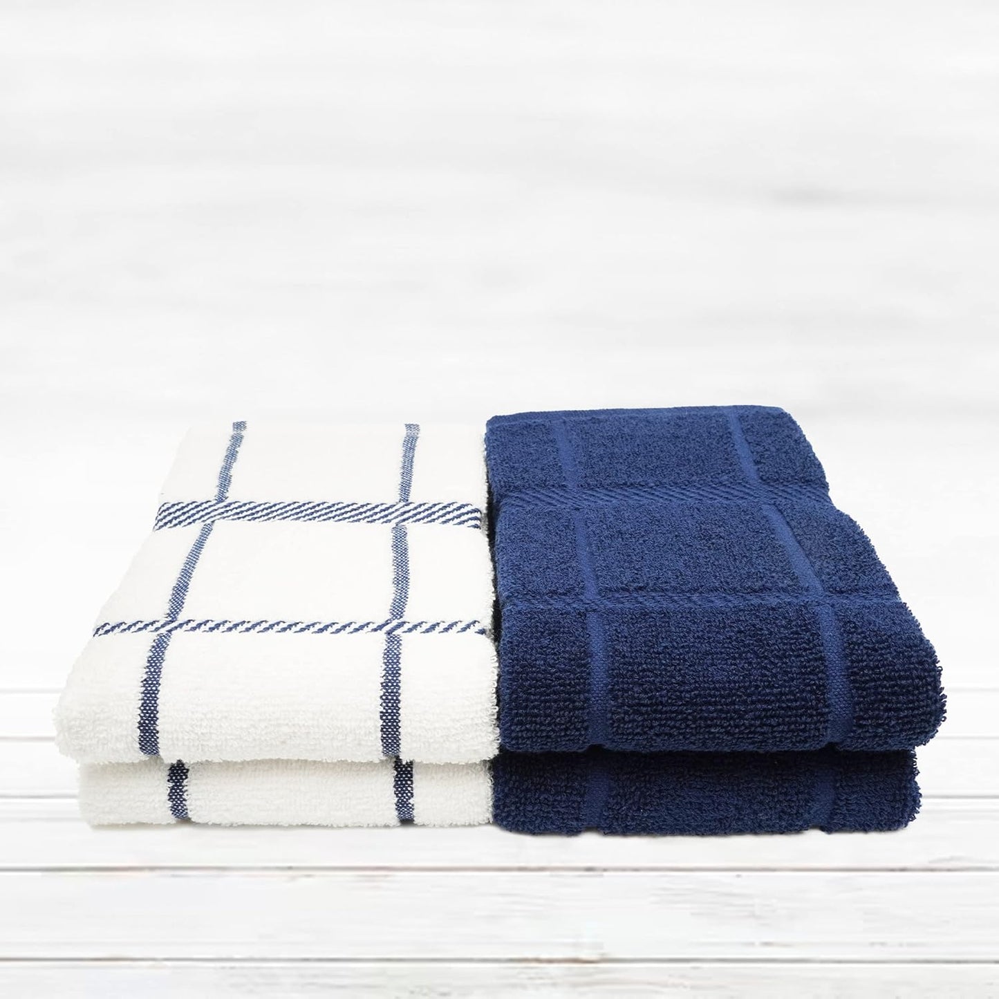 100% Cotton Terry Dish Towels, 4 pack16 x26 Inches, Super Soft and Absorbent Kitchen Towels, Perfect for Kitchen Cleaning and Dish Washing | Navy Blue …