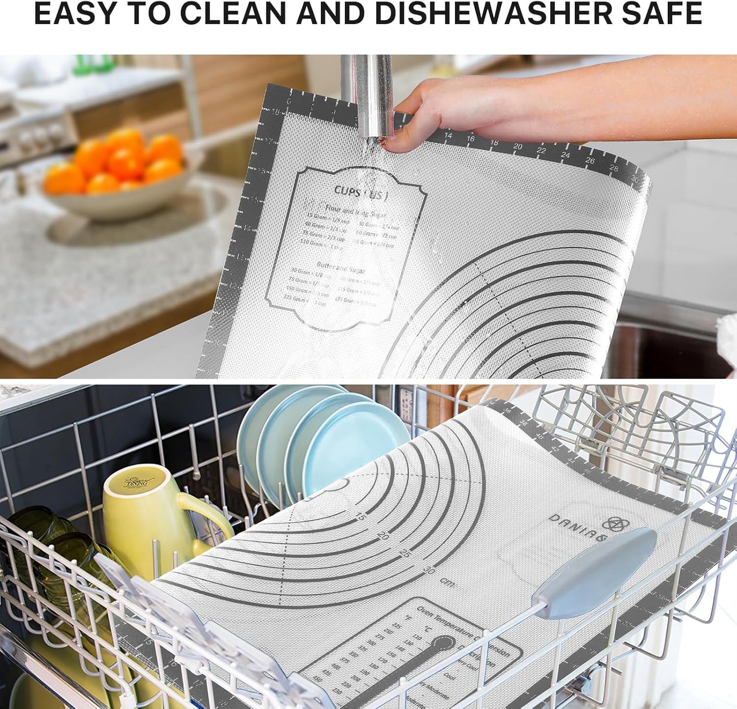 Silicone Mat, 24 x 36inch Extra Large Non-stick Pastry Baking Mat with Measurement, Resuable Thick Cookie Sheet Counter Mat, Dough Rolling Mat, Oven Liner, Fondant/Pie Crust Mat