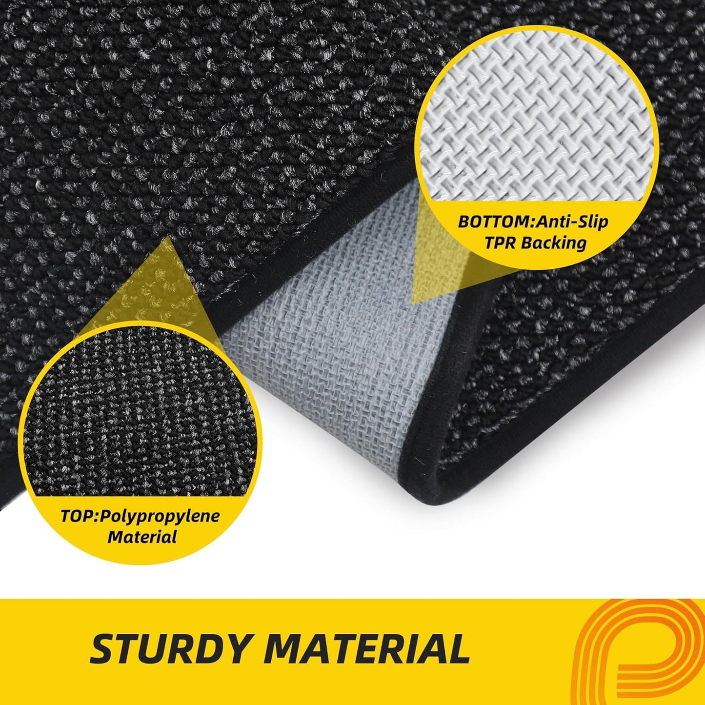 JSEI Dirt Trapper Door Mat 24"x60" Non-Slip Washable Entrance Mat, Dog Doormats, Absorbent & Fade-Resistant Floor Mats, Low Profile Welcome Mats for Entryway, Front Door, and Inside Entrance, Black