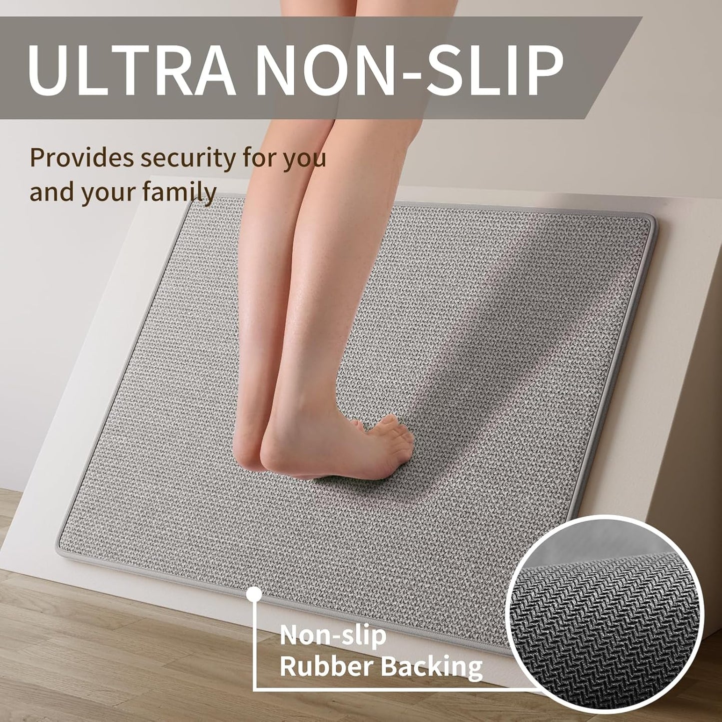 Water Absorbent Runner Rugs for Kitchen, Kitchen Mat in Front of Sink, Oil Absorbent Kitchen Mats for Floor,Non-Slip Kitchen Rugs,Durable Kitchen Mats，17x30 Gray Kitchen Rugs,