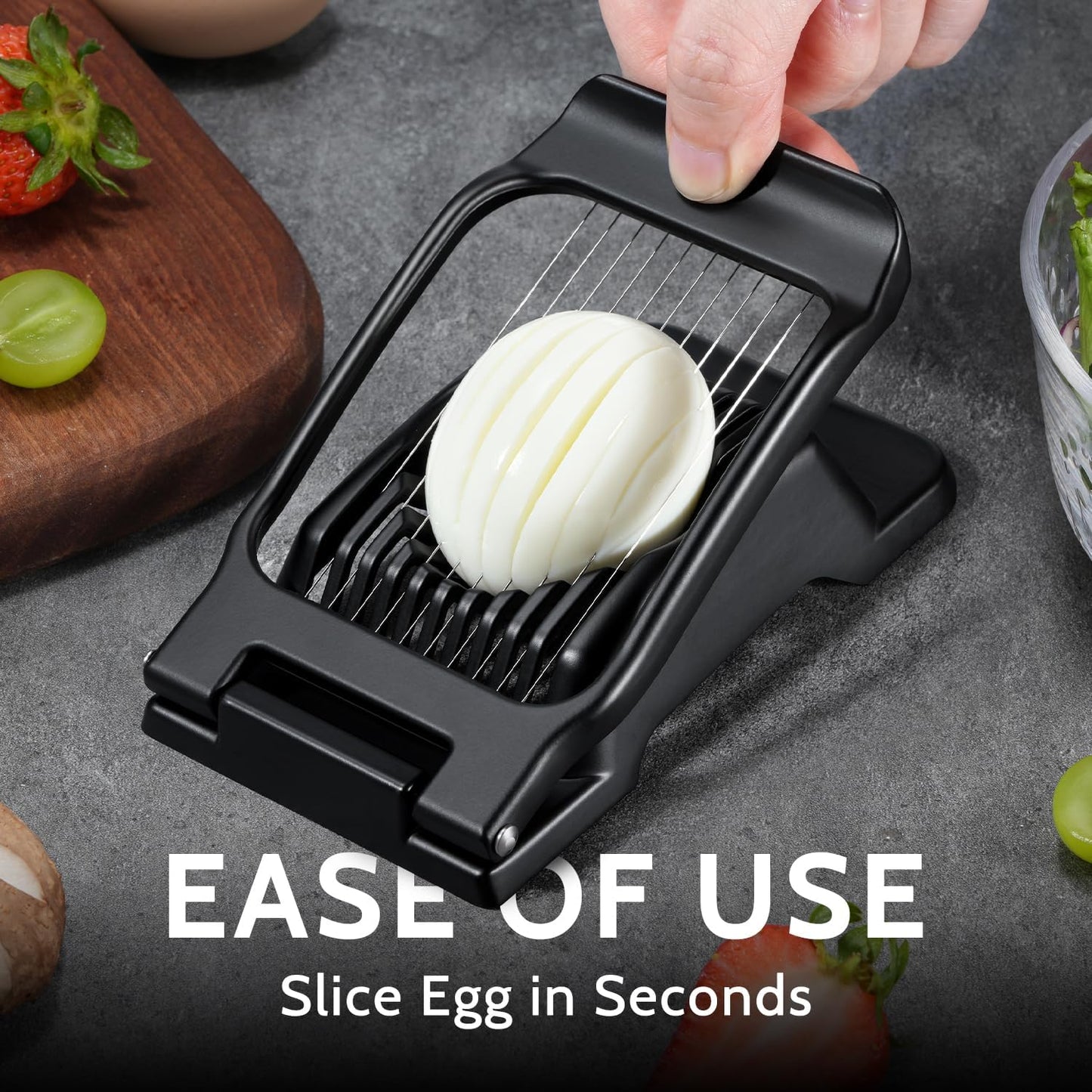 Sopito Heavy Duty Stainless Steel Wire Egg Slicer for Hard Boiled Eggs & Strawberry Other Soft Food, Black