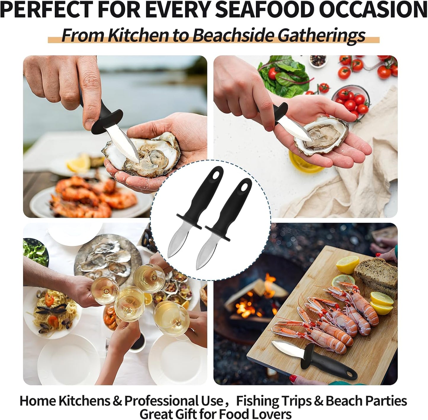 Oyster Knife Shucker Oyster Shucking Tool Perfect for Opening Clams, Mussels, Scallops, Shellfish Ideal for Home Kitchens, Raw Bars & Chefs（1 Pack）