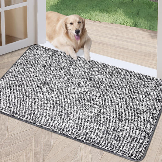 REFETONE Indoor Doormat, Front Door Mat 24"x36" Absorbent Rubber Backing Non Slip Back Door Mats, Washable Low-Profile Inside Floor Mat Door Rugs for Entryway, Resist Dirt Mud Mat for Dogs, Dark Grey