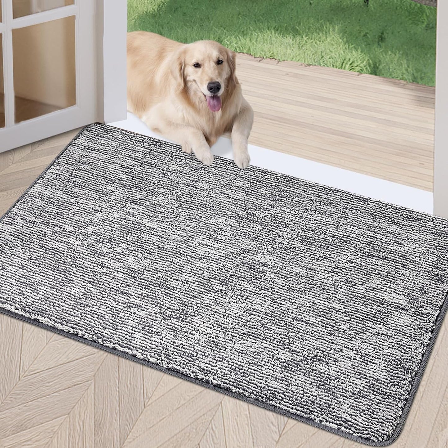 REFETONE Doormat, 36"x59", Indoor, Dark Grey - Absorbent, Non Slip, Machine Washable, Resist Dirt, Low-Profile Entry Rug for High-Traffic Areas