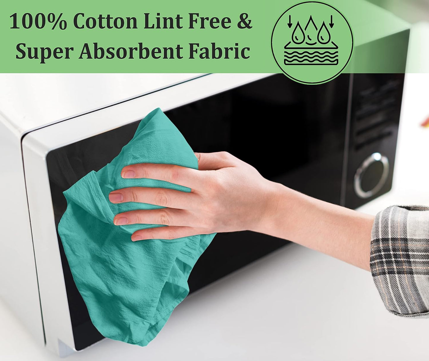 RUVANTI Flour Sack Towels 6 Pack 28x28 Inch, 100% Cotton Tea Towel, Reusable, Machine Washable, Absorbent BarTowels - Dish Cloth Perfect for Drying Dishes & Cleaning - Turquoise