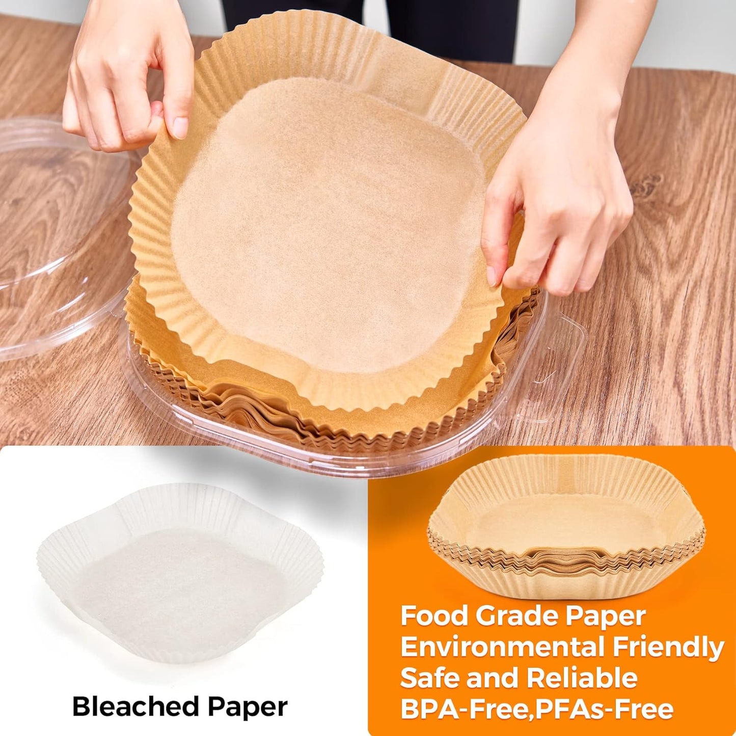 Air Fryer Paper Liners, 50 PCS Air Fryer Liners Disposable, 6.3" Square Parchment Paper Sheets for 2-4 qt Airfryer Basket, Non-stick and Oil Proof Baking Liner for Oven, Pans