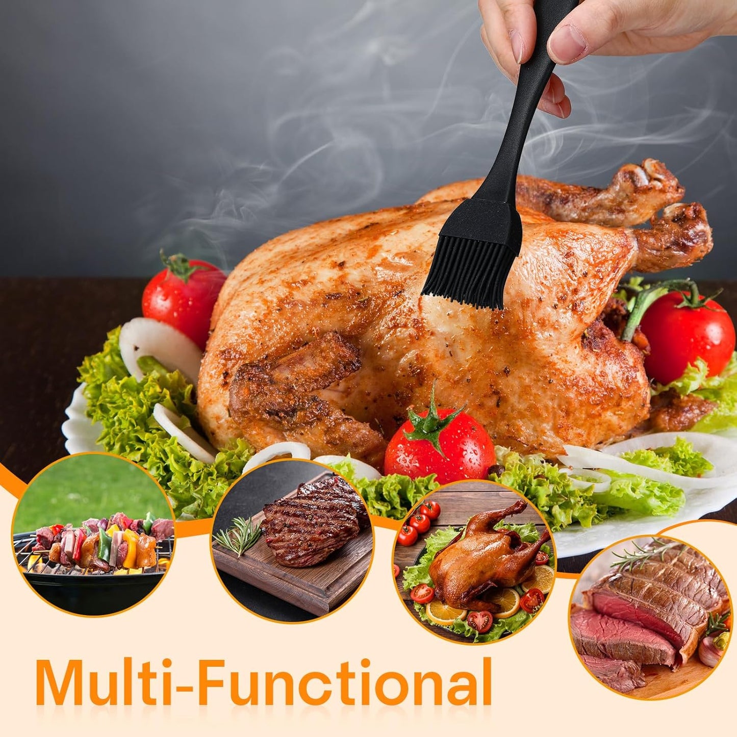 Boao 5 Pieces Nylon Heat-Resistant Turkey Baster Cooking Set Includes Meat Baster, 1 Silicone Basting Brush and 2 Cleaning Brush for BBQ Grill Baking Kitchen Cooking Thanksgiving(Black, Red)