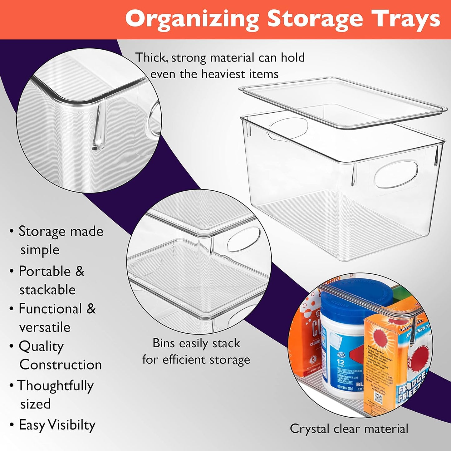 ClearSpace Plastic Storage Bins With lids, 8 Pack – Perfect Pantry Organization and Storage – Fridge Organizer, Pantry Storage Containers and Storage Bins, Cabinet Organizers