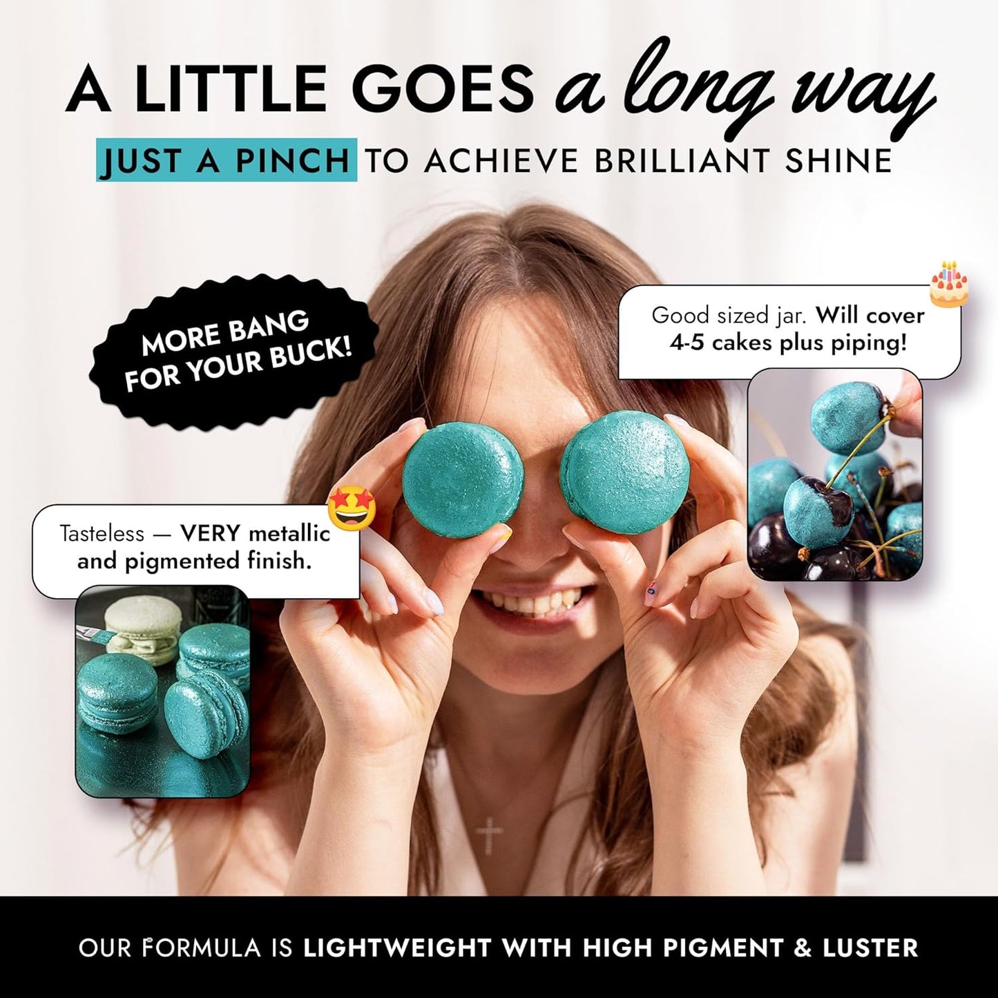 MONÉGASQUE Teal Blue Edible Glitter for Drinks 7g – Edible Glitter for Cakes & Cocktails Shimmer – Cocktail, Cake, & Cupcake Luster Dust Spray – Teal Food Coloring & Halloween Drink Decorations