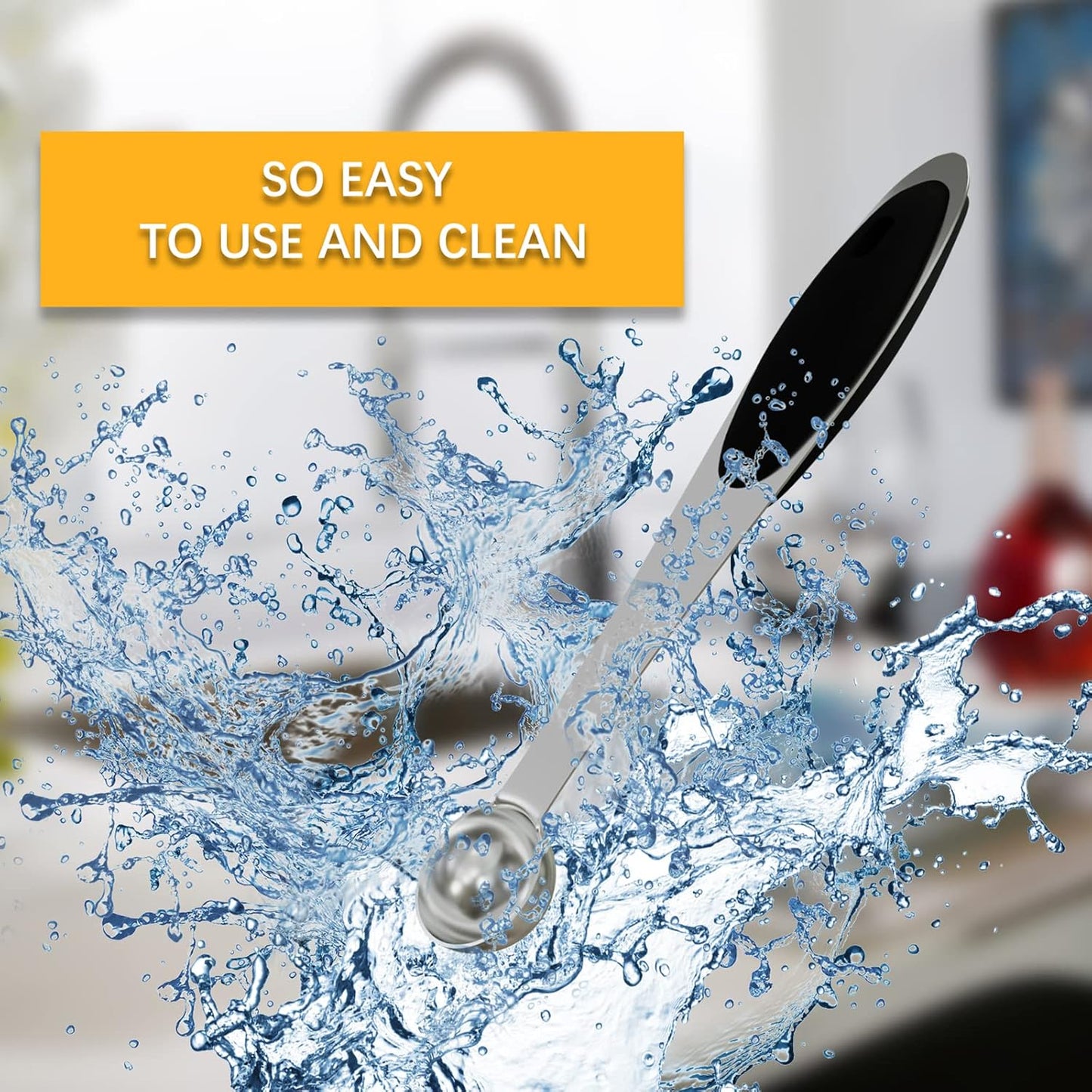 1PCS 1/4 Tsp(1.25ml) Single Measuring Spoon with Black Silicone Grip, Stainless Steel Individual Measure Scoop Only