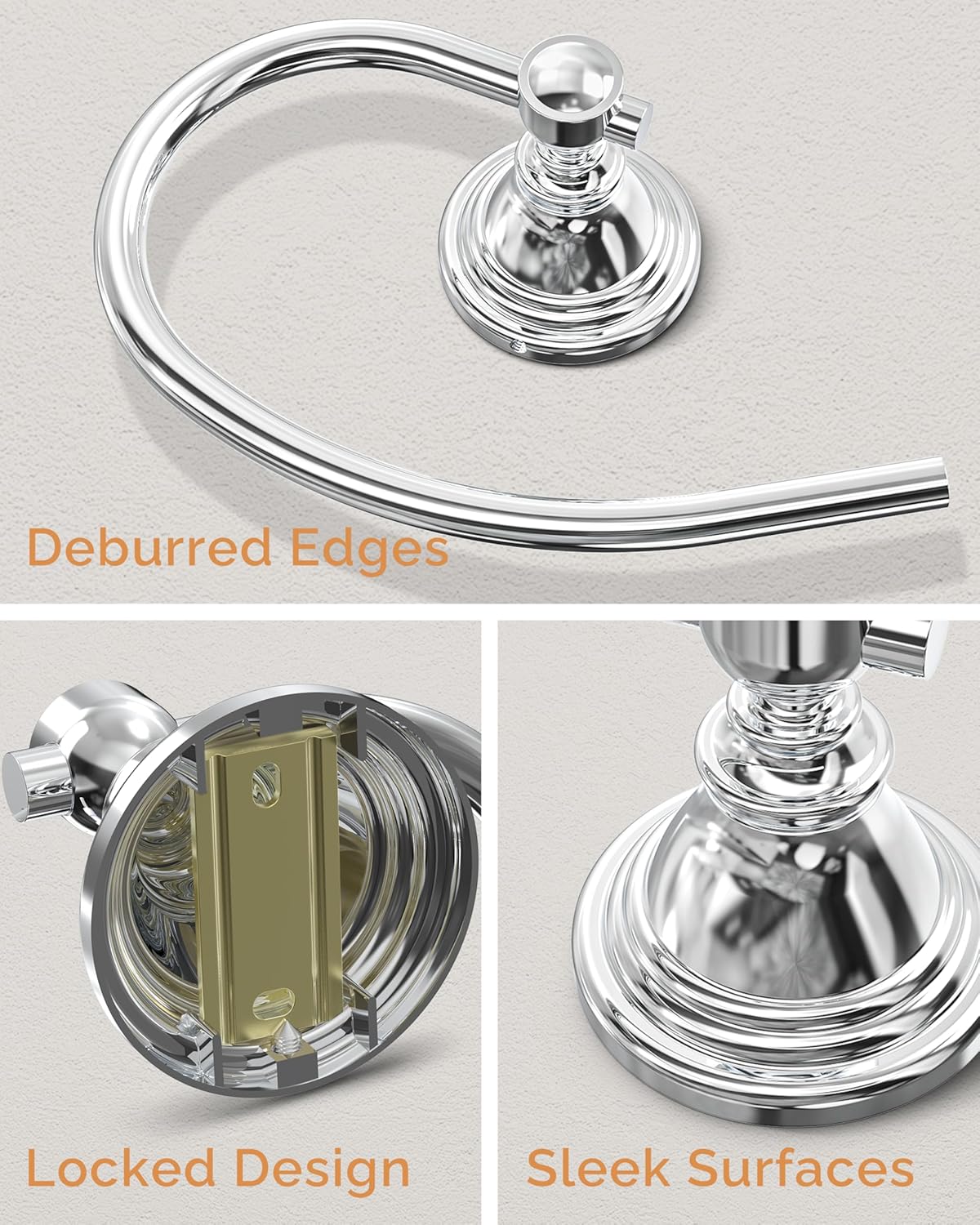 Towel Ring, Stainless Steel Hand Towel Holder for Bathroom Wall Mount, Heavy Duty Towel Hanger for Kitchen, Bath, RV(Chrome)