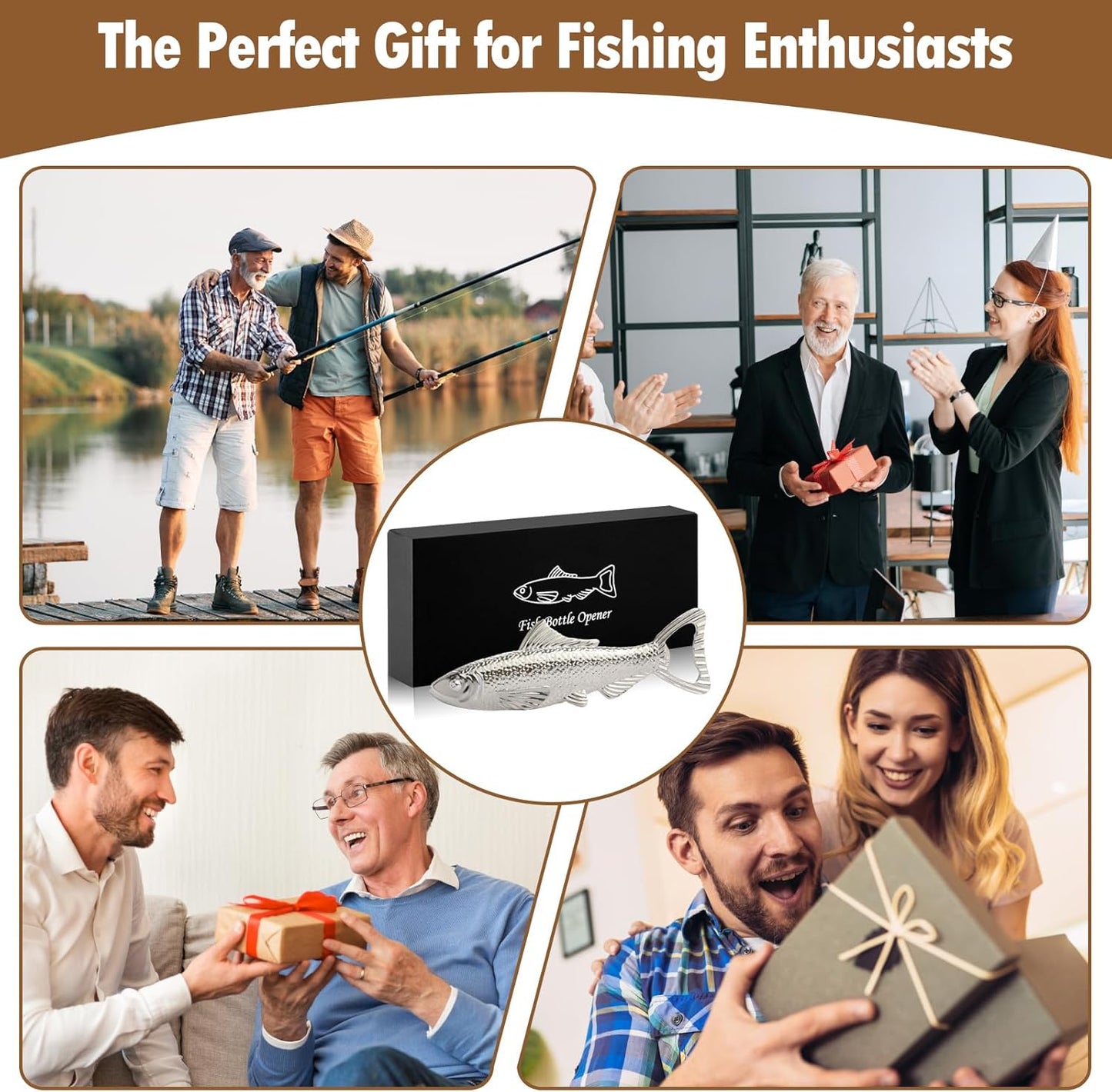 Fish Gifts for Men Fish Beer Bottle Opener, Fishing Gift for Fathers Day Birthday Christmas Valentine Gift for Him Dad Husband Grandpa