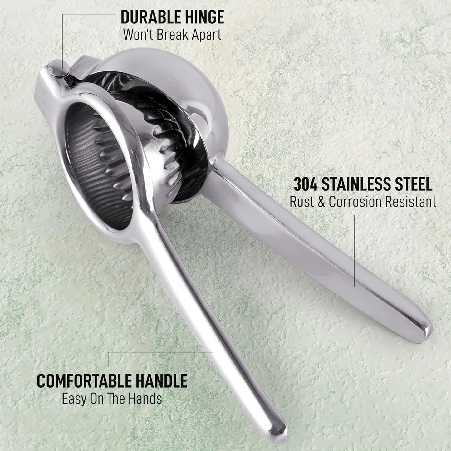 Zulay Extra Large Lemon Squeezer Stainless Steel - Easy Squeeze Heavy Duty Lemon Juicer Hand Press - Ergonomic Citrus Squeezer & Fruit Juicer for Small Oranges, Lemons, & Limes