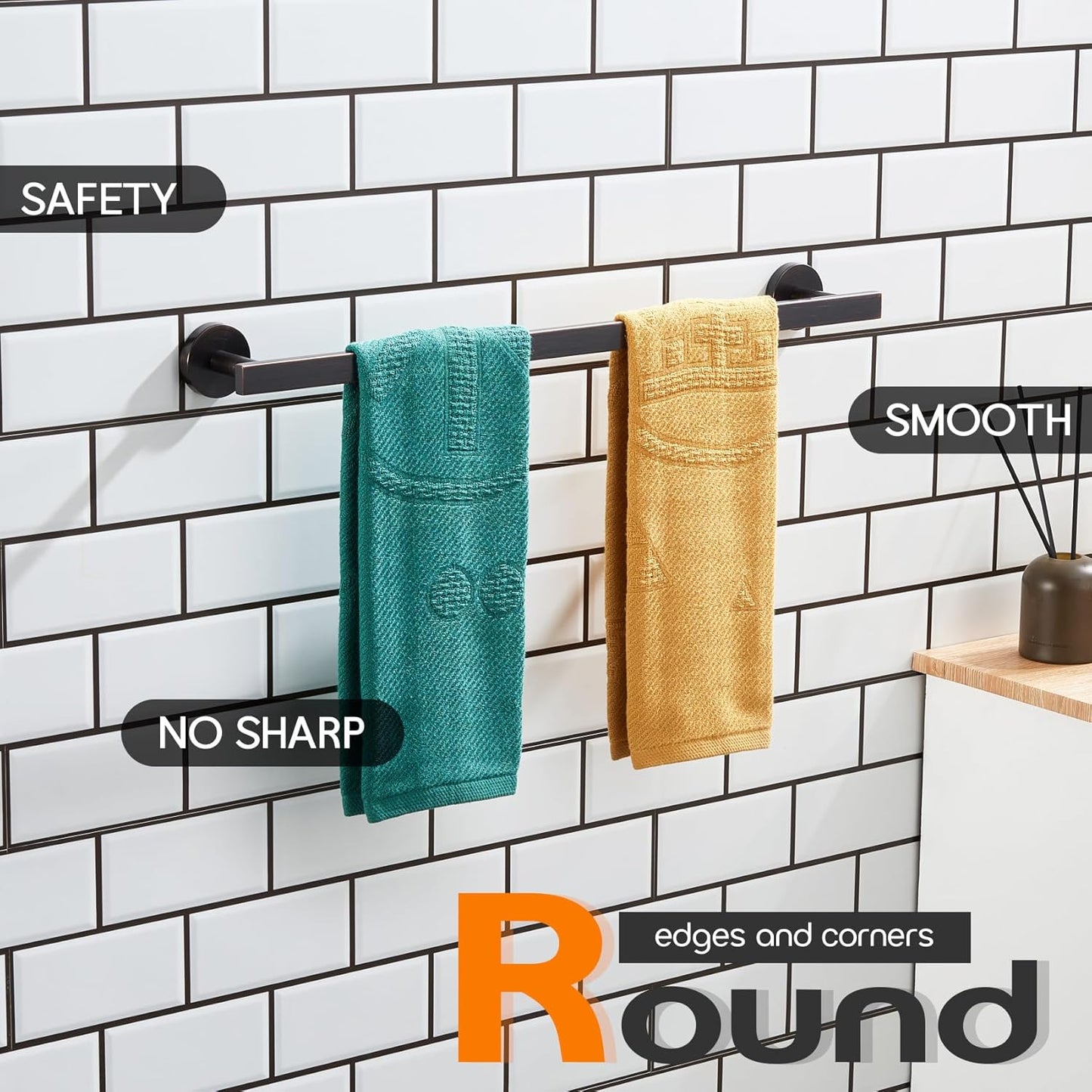 20 Inch Bathroom Towel Bar Bath Towel Rack Kitchen Towel Holder Towel Shelf Wall Mounted SUS304 Stainless Steel Oil Rubbed Bronze AN4001ORB-L20