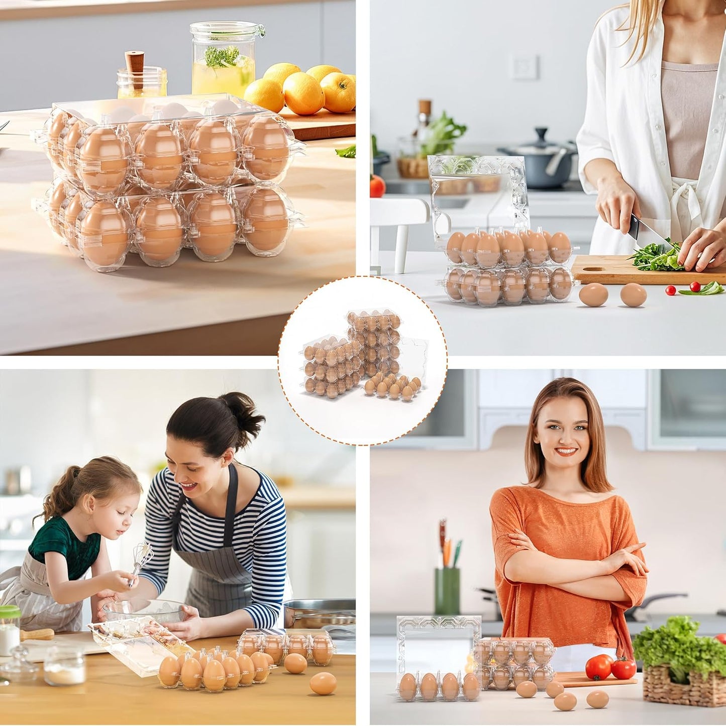 120 Pack Egg Cartons Cheap Bulk, 12 Count Clear Empty Egg Cartons for Fresh Chicken Eggs, 3x4 Grids Reusable Egg Holder Trays for Refrigerator Use, Chicken Farming, Family Storage and Market Purpose