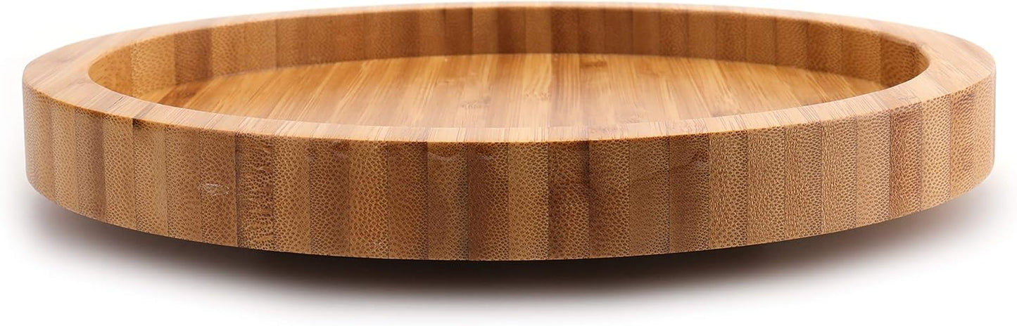 Fasmov 10 Inches Diameter Bamboo Lazy Susan Turntable, Spin Thicken Round Wood Tray Rotating Spice Rack for Kitchen Pantry Countertop Table