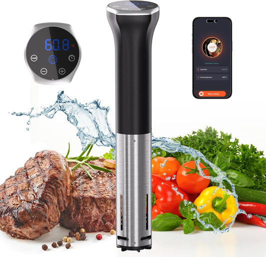 Sous Vide Machine, Sous Vide Cooker 1100W, WiFi Connect App Control with Recipe, Fast-Heating Immersion Circulator Cooker with Accurate Temperature and Time Control, Ultra Quiet, IPX7 Waterproof
