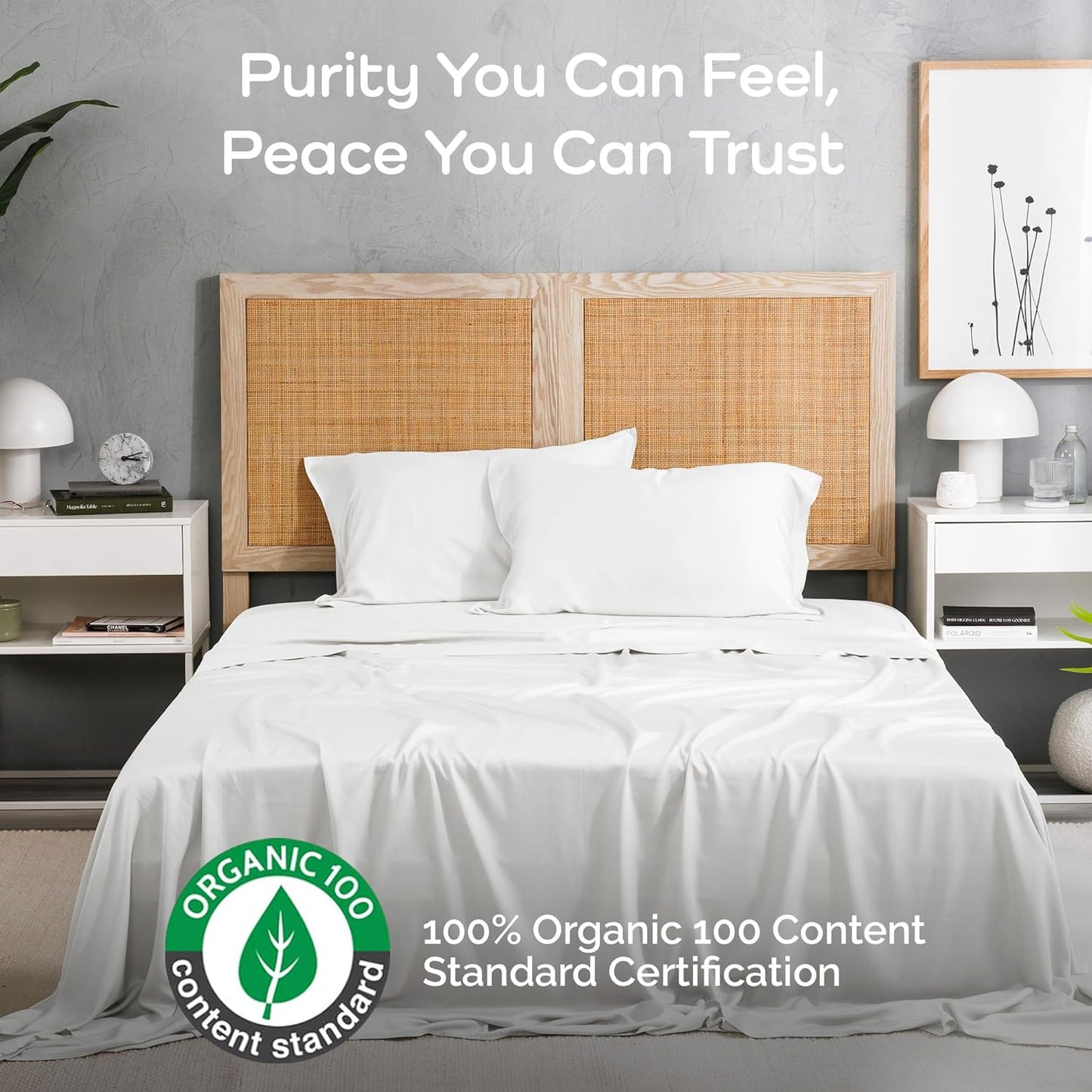 100% Viscose from Bamboo Sheets King Size, Super Soft Bedding Set, 4PC Cooling Sheets for Hot Sleepers, Vegan Silk Moisture Wicking, Organically Grown Bedsheet, White - 76" x 80"