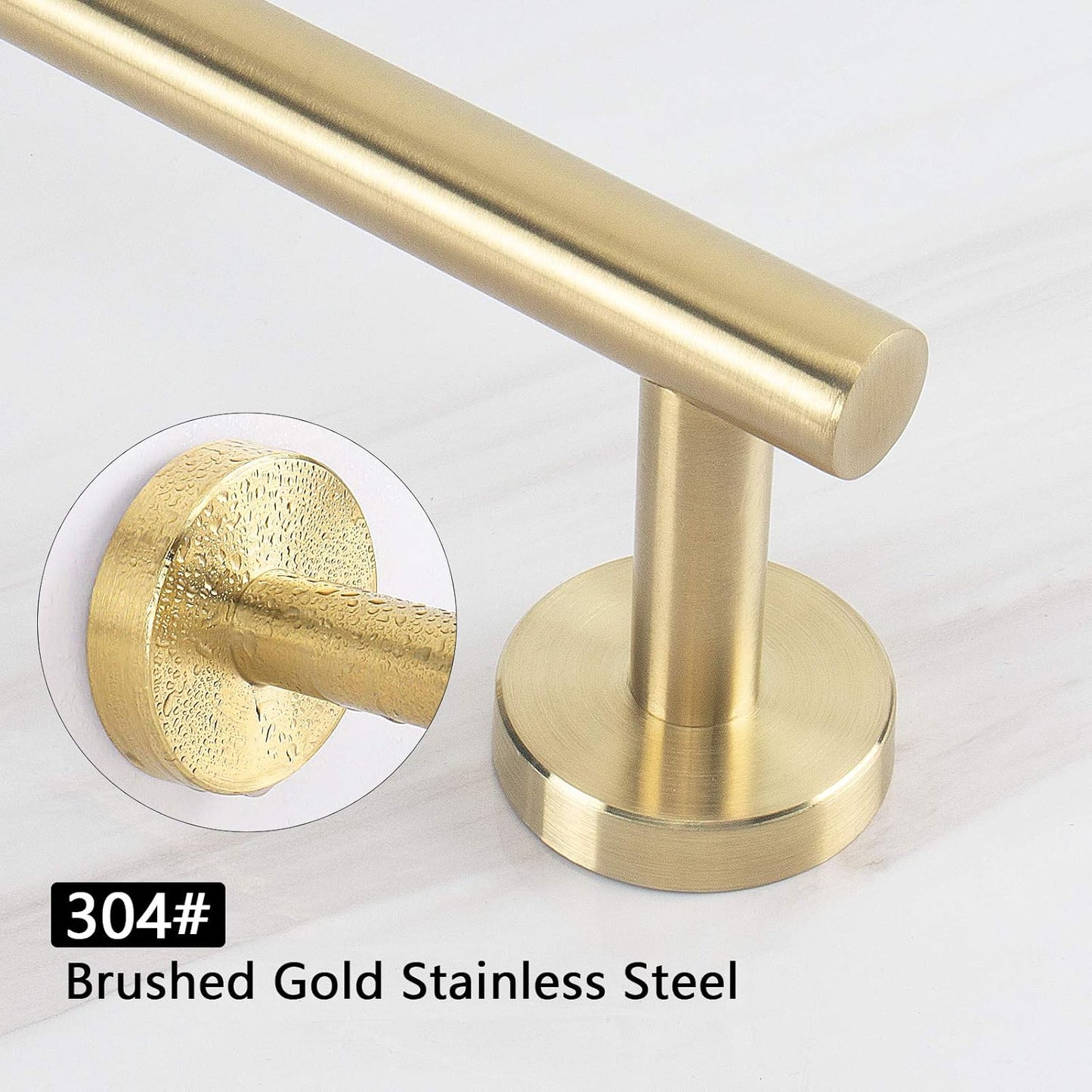 NearMoon Bath Towel Bar, Bath Accessories Thicken Stainless Steel Shower Towel Rack for Bathroom, Towel Holder Wall Mounted (1 Pack, Brushed Gold, 33 Inch)