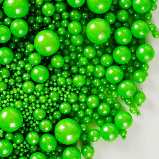 Kasvan Christmas Green Pearl Sugar Sprinkles - Edible Candy Pearls 130g/4.58 Oz, Mix Size, Baking Cake Decorations, Ice Cream Toppings and Cookie Decorating, Wedding Party Chirstmas Supplies
