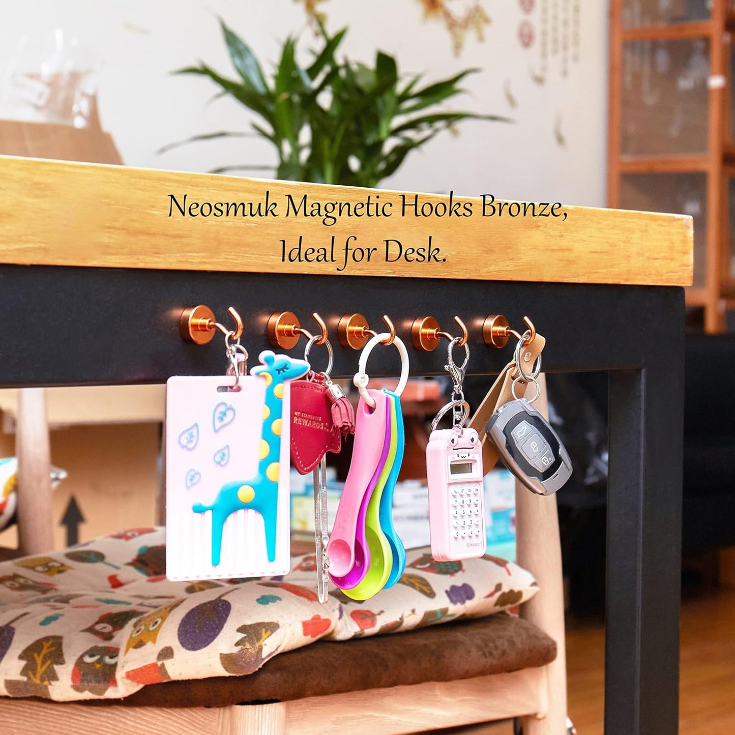 Neosmuk Magnetic Hooks,Heavy Duty Earth Magnets with Hook for Refrigerator, Extra Strong Cruise Hook for Hanging, Magnetic Hanger for Cabins, Grill (Bronze, Pack of 10)