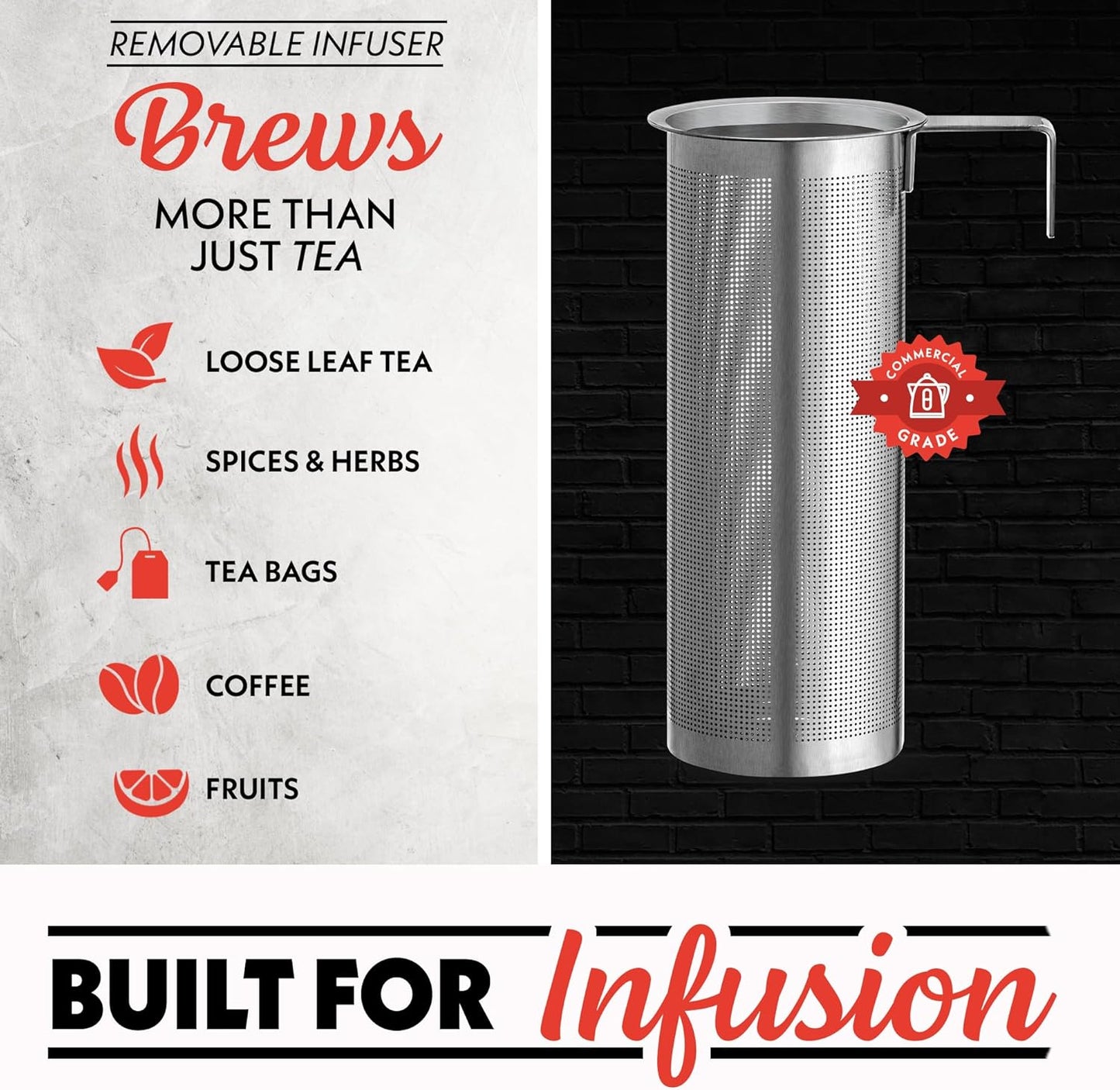 Gourmia Electric Programmable Glass Kettle – 1.7L Temperature Control Tea & Coffee Kettle with Digital Touch Display, 6 Presets, Keep Warm, Removable Stainless Steel Infuser, 360° Swivel Base – White