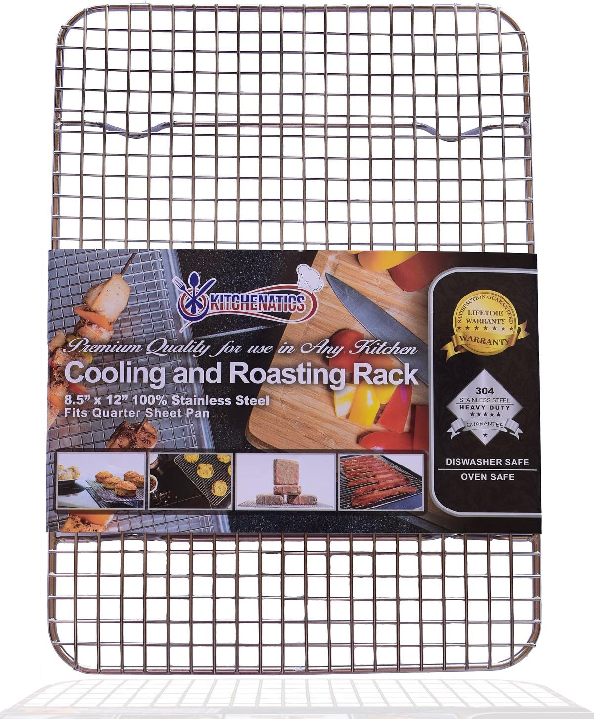 KITCHENATICS Small Quarter Sheet Cooling Rack for Cooking & Baking, Oven Safe Stainless Steel Rack, Baking Rack for Oven Cooking, Heavy Duty Cookie Cooling Rack fits Quarter Sheet Pan, 8.5" x12" IN
