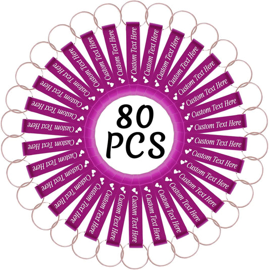 80PCS Personalized Bottle Opener Keychain Bulk Custom Beer Bottle Opener with Logo Text Engraved Wedding Bottle Opener Favors Customized Gifts for Guests Baby Shower Birthday Party-Pink