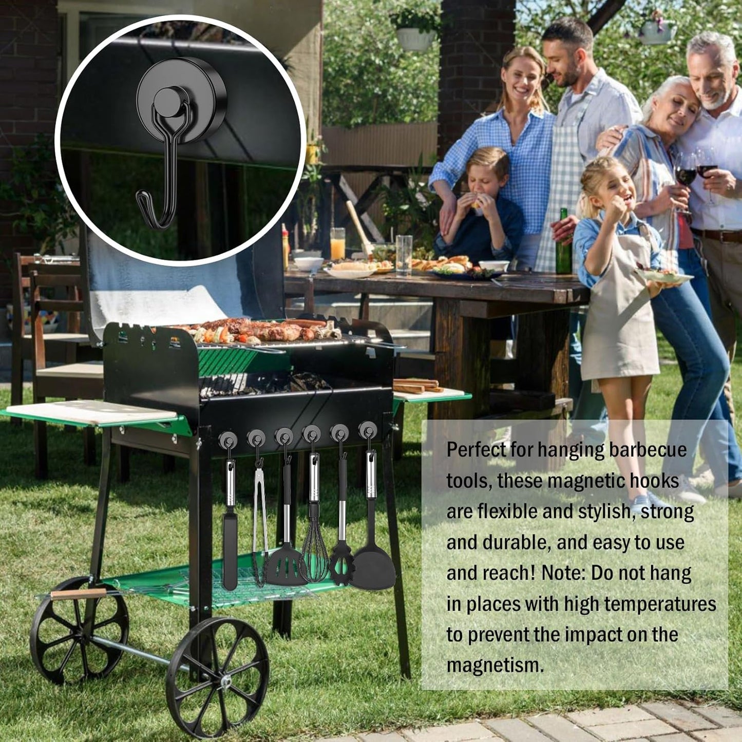 FINDMAG 20 Pack Magnetic Hooks, 60lbs+ Magnetic Hooks Heavy Duty, Strong Neodymium Magnet with Hook for Hanging, Black Magnet Hooks for Classroom, Workplace, Refrigerator, Cruise Ship Essentials