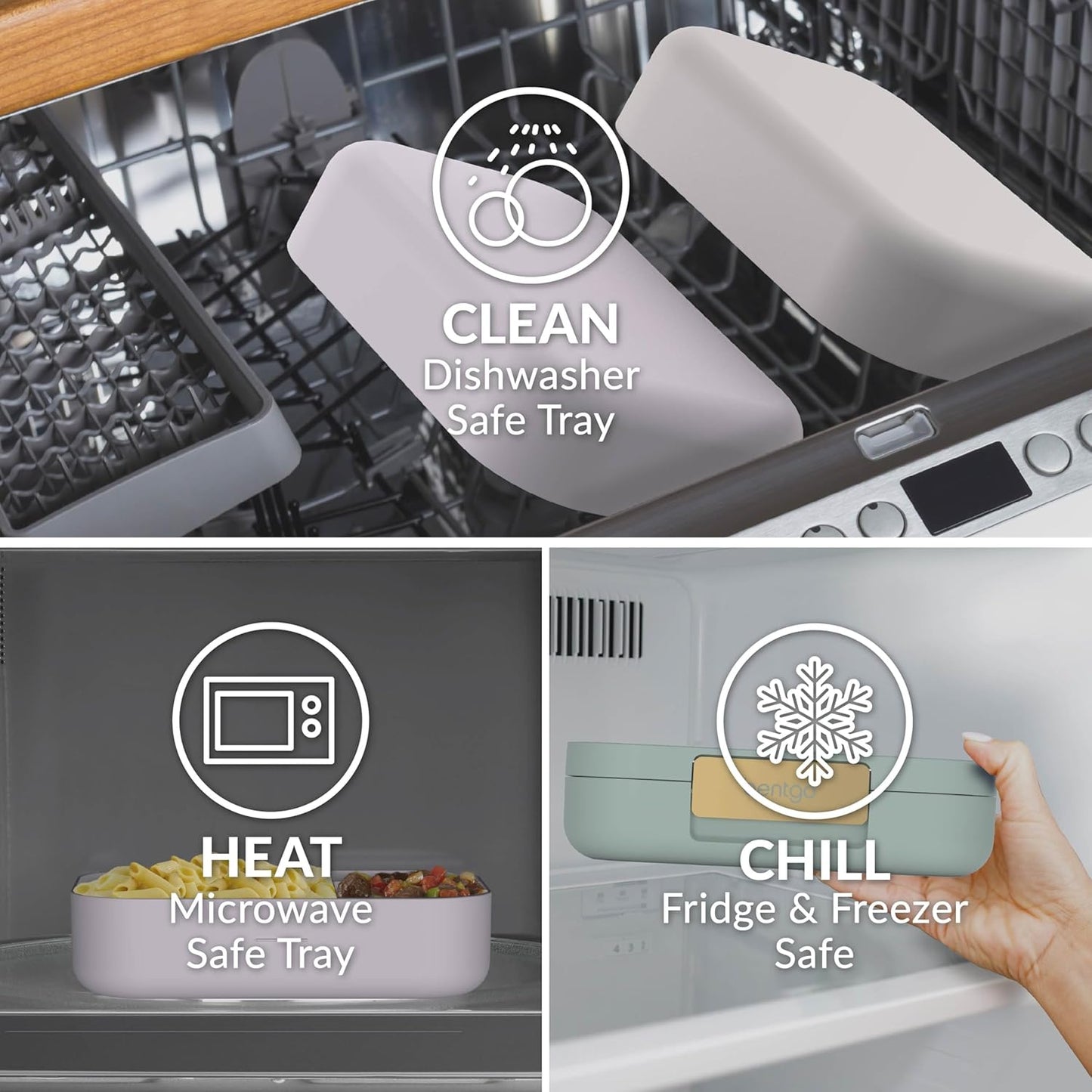 Bentgo Modern - Adult & Teen Bento Lunch Box; 3-4 Compartments, Leak-Resistant, 5.5 Cup Capacity/44 fl oz, Improved Locking Clips, Reusable, BPA-Free, Dishwasher/Microwave Safe Tray (Dark Gray)