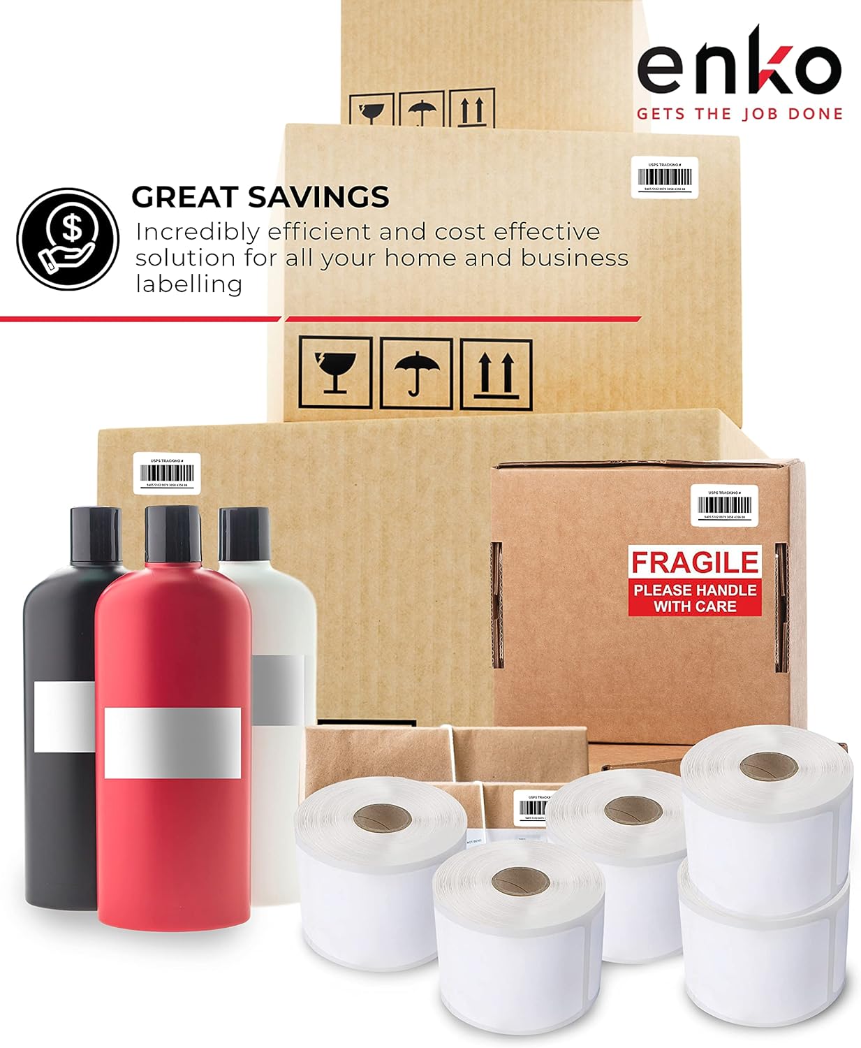 enKo (96 Rolls, 21,120 Labels) Address & Shipping Labels 30323 Compatible for Dymo LabelWriter (2-1/8 x 4")