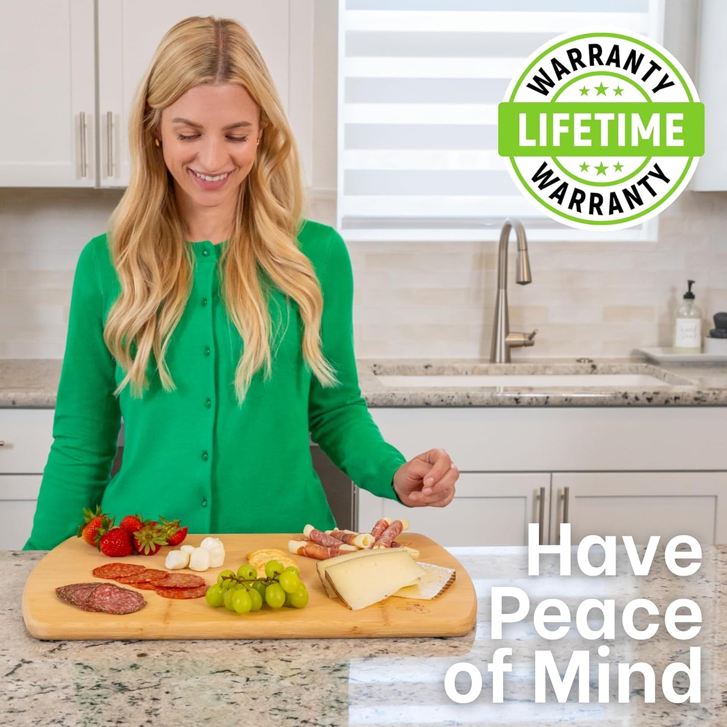 FSC-Certified Extra Large Bamboo Cutting Board Featuring 18 Inch Glue-Free Surface™ – XL, Non-Toxic Wooden Board for Family Kitchens, Butcher Block Style Food Prep with Lifetime Replacements