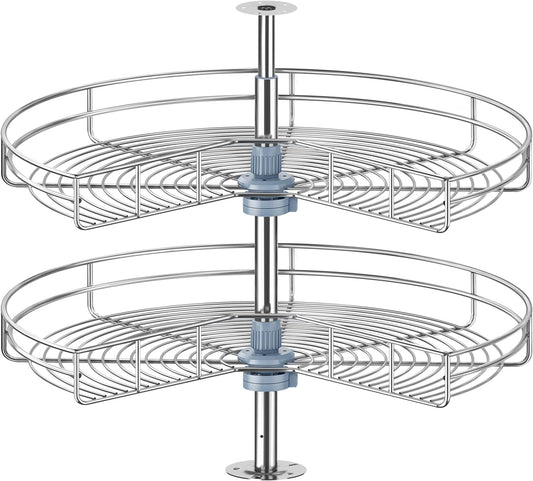32" Kidney Lazy Susan for Corner Cabinet, Lazy Susan Replacement Shelves Turntable for Cabinet,Chrome Rotating Storage Rack for Corner Cabinet Organizer (Cannot be Door-Mounted)
