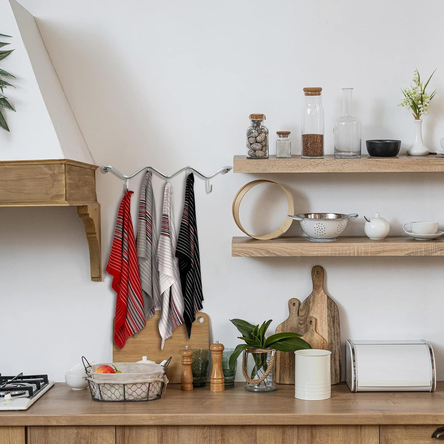 Urban Villa Kitchen Towels (20x30 Inches 4 Pack) Extra Large Premium Salsa Stripes Dish Towels for Kitchen Dish Cloths Highly Absorbent 100% Cotton Kitchen Hand Towels with Hanging Loop Tea Towels