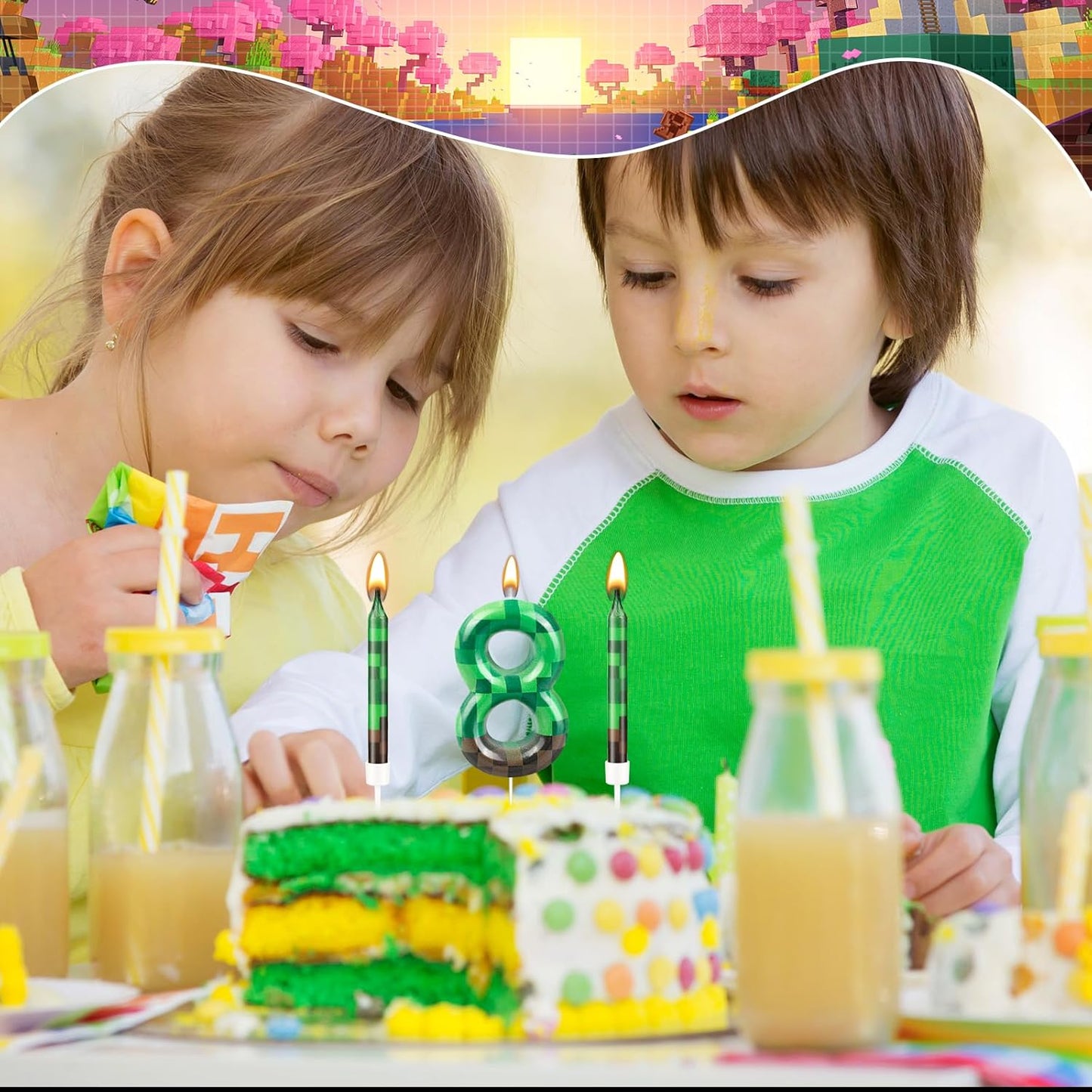 13 Pcs Dynamite Candles 12 TNT Themed Birthday Cake Candles and Number 8 Candle Cake Topper for Pixel Theme Birthday Party Anniversary Party Dynamite Theme Party Video Game Party Supplies (Number 8)