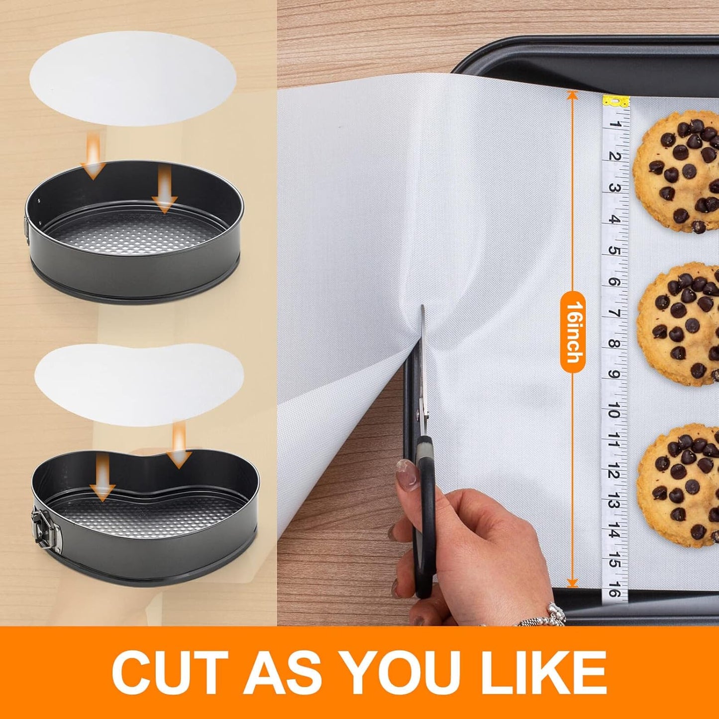 Silicone Baking Mat Roll -16IN x 10FT Non Stick Heat Resistant Food Grade Baking Mats, No Slip Reusable Freeze Dryer Mat,Pastry Mat,Countertop Protector Mat, Washable Oil-Proof Refrigerator Liners