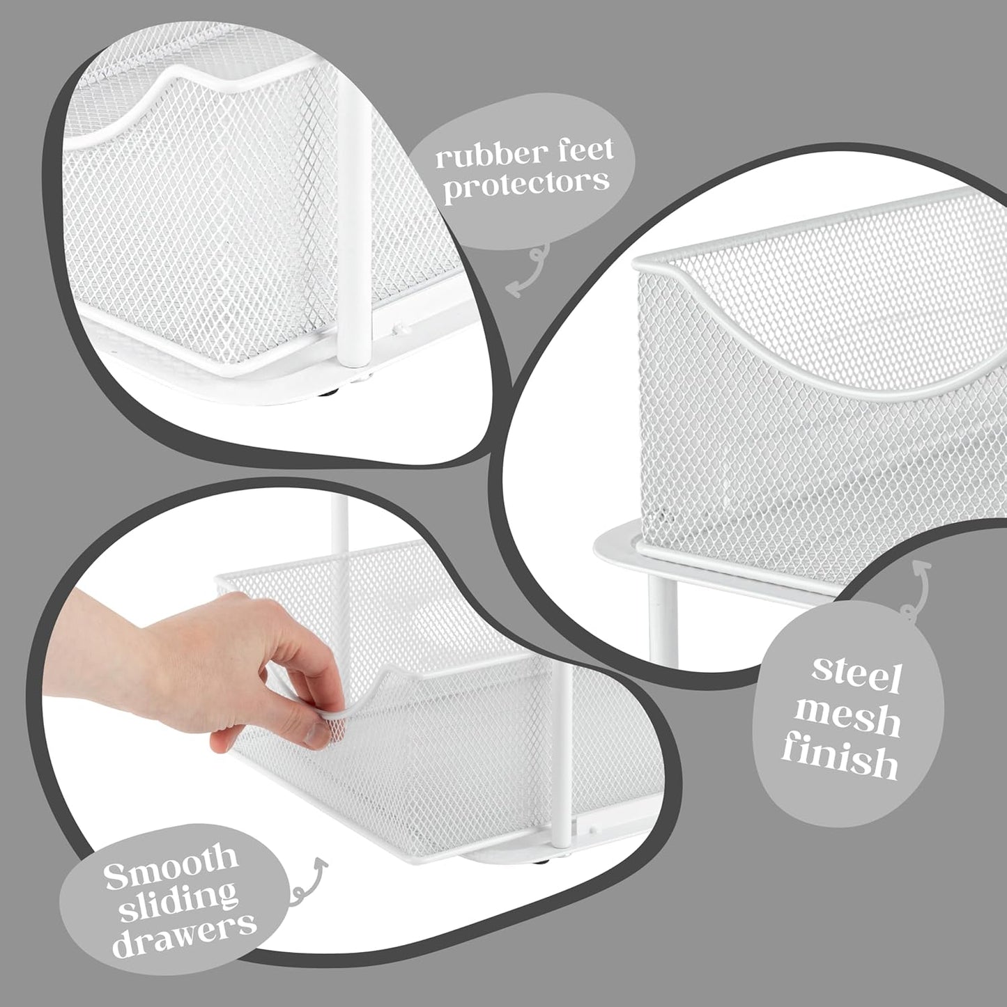 Sorbus 2 Sets of 2 Tier Metal Under Sink Organizer for Bathroom, Kitchen, Strong Steel Mesh Sliding Drawers for Under Sink, Under Cabinet, Closet, Kitchen, Pantry, Bathroom Organizers and Storage