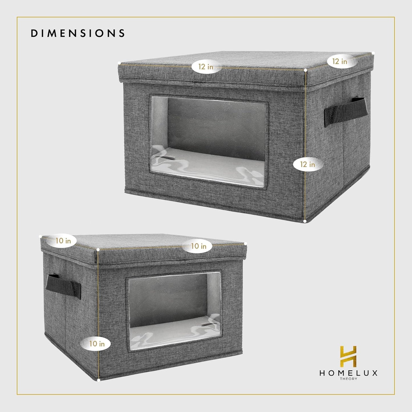 HOMELUX THEORY Plate Storage Box, 2pc 10"x8" Ivory Hard Shell China Storage Containers, Kitchen Storage Bins With Lids, Heavy Duty Moving Box with Handles for Dishes, Dinner Plate & Dinnerware