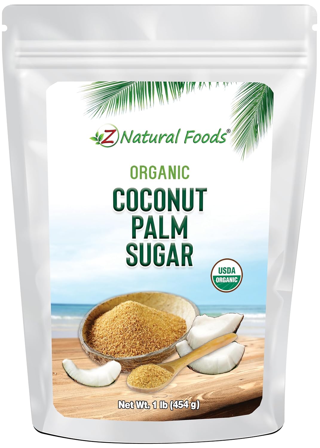 Z Natural Foods Organic Coconut Sugar - Nutrient-Dense, Flavorful & Unrefined Brown Coconut Sugar - Perfect for Tea, Coffee, Oatmeal, Deserts & Baking, Non-GMO, Vegan, Gluten-Free, 1 lb