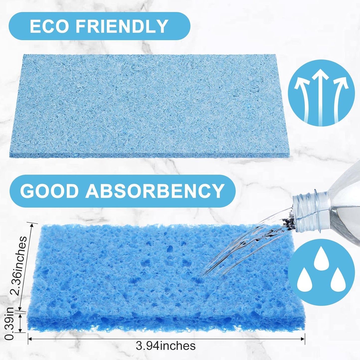 Zhengmy 100 Pieces Kitchen Sponge Bulk Natural Sponges for Dishes Compressed Wood Pulp Sponges Cleaning Sponge Without Scratching for Kitchen Bathroom, 3.9 x 2.4 x 0.12 Inch (Blue)