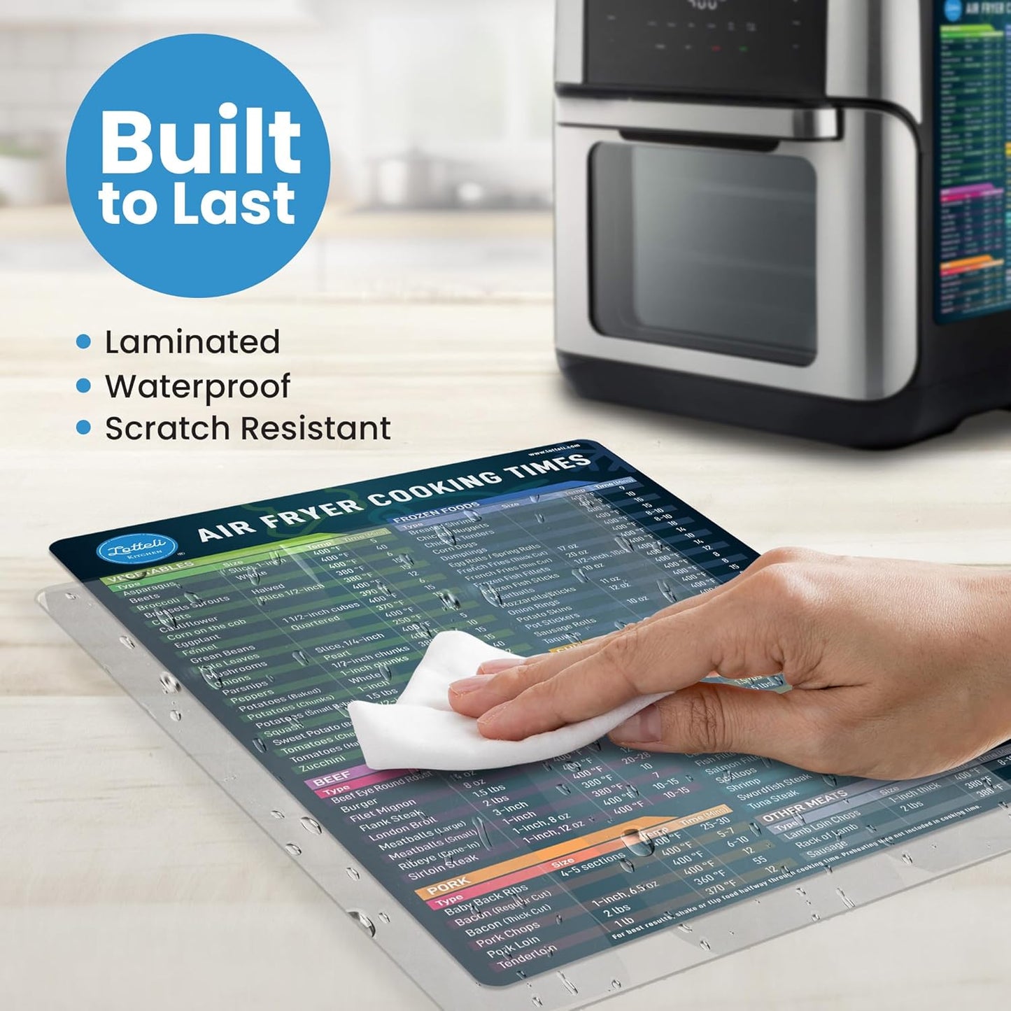 Air Fryer Magnetic Cheat Sheet Set - Air Fryer Accessories Cookbook - Pressure Cooker Magnet Sheet As Seen on The Today Show - Quick Reference Guide for Cooking and Frying (Black Bundle)