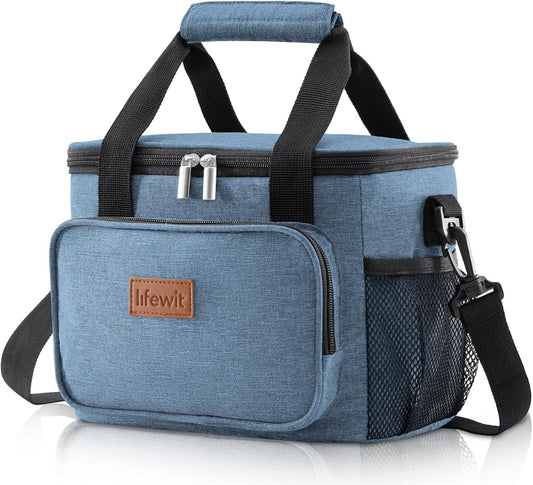 Lifewit Medium Lunch Bag Insulated Lunch Box Soft Cooler Cooling Tote for Adult Men Women, Light Blue 12-Can (9L)