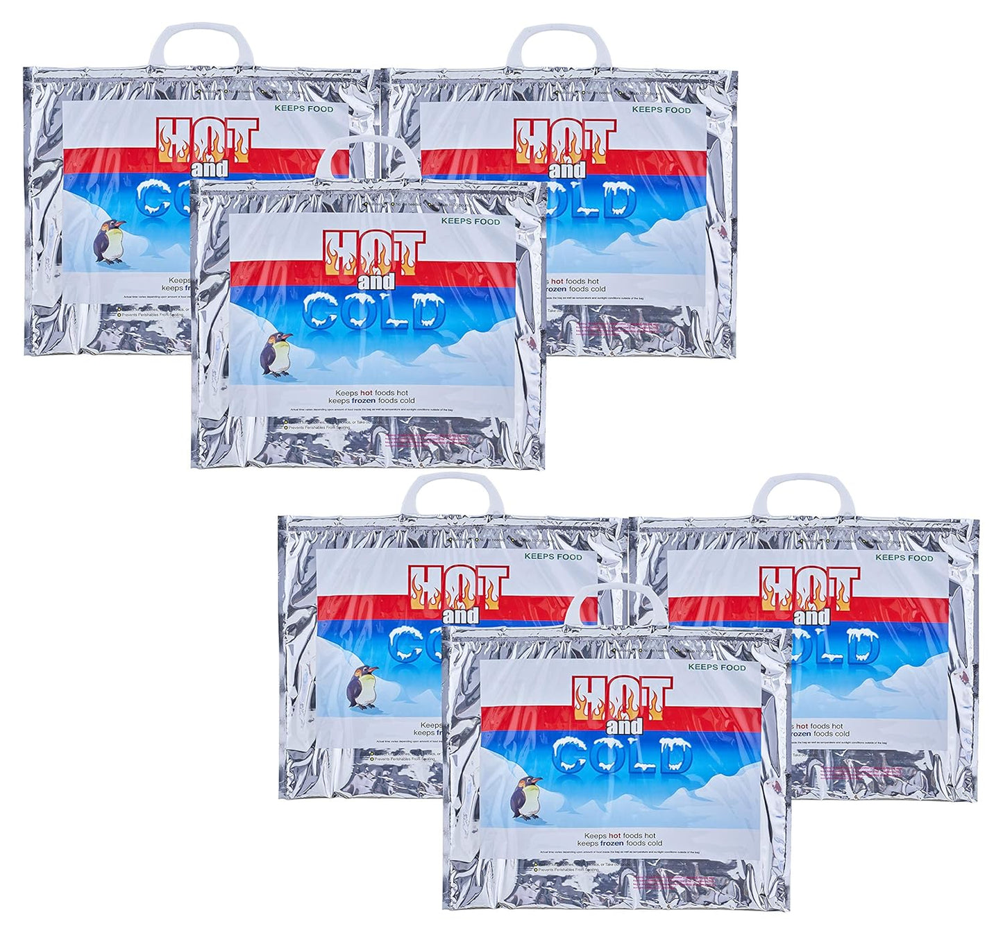 Superio Hot and Cold Insulated Bags for Food Delivery, Grocery Shopping Bags, Food Storage for Hot and Frozen Food for Travel, Disposable Cooler Bag, Reinforced Thermal Lunch Bag (6, 15.5"x13")