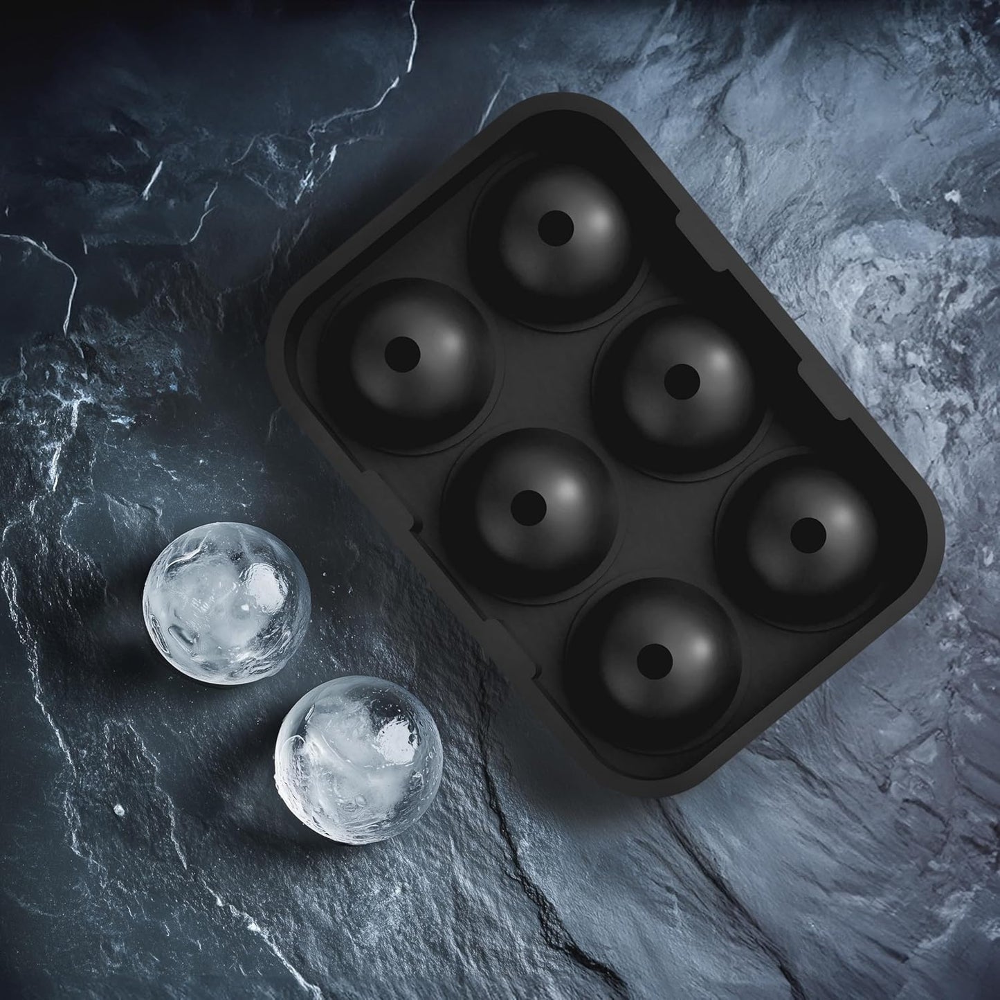 glacio Silicone Ice Cube Trays – Large Silicone Molds for 2-Inch Ice Cubes and Spheres Whiskey Ice Cube Trays with Lids for Cocktails & Bourbon – Set of 2