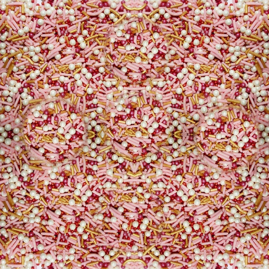 Confect Pink and Gold Edible Sprinkle Mix – Decorative Sugar Pearls & Confetti for Cake, Cupcake & Cookie Decorating – Vegan, Gluten-Free, Nut-Free, Soy-Free, Dairy-Free, Palm Oil-Free – 4.2 Oz