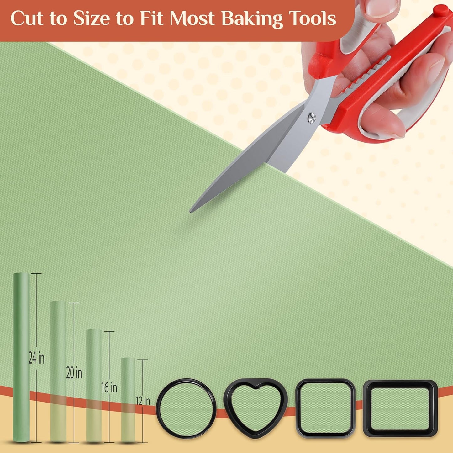 Silicone Baking Mat, 24 IN x 6 FT Free Cutting Baking Sheet,Non-Stick Reusable Dough & Pastry Mat,Non-Slip Silicone Mat Roll for Air Fryer Liner,Freeze Dryer,Oven Baking Pan,Kitchen Counter