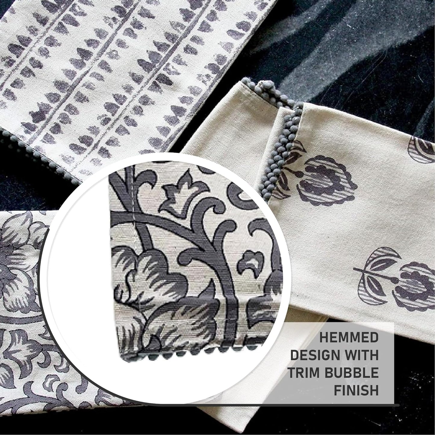 Kitchen Towels Dish Towels for Kitchen- Gray & Beige Tea Towels for Kitchen-Bar Towels for Kitchen-KitchenTowels and dishcloths-Printed Floral 18"x28" Pack of 4