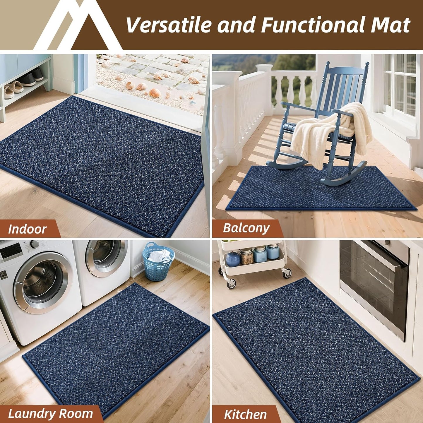 COSY HOMEER-Door-Mat 20" x 32" Non Slip Absorbent Entryway Rugs Dirt Trapper Doormats Washable Entrance Mats Low Pile Welcome Floor Mat for Front Back Door and Entry Mats,Navy Blue