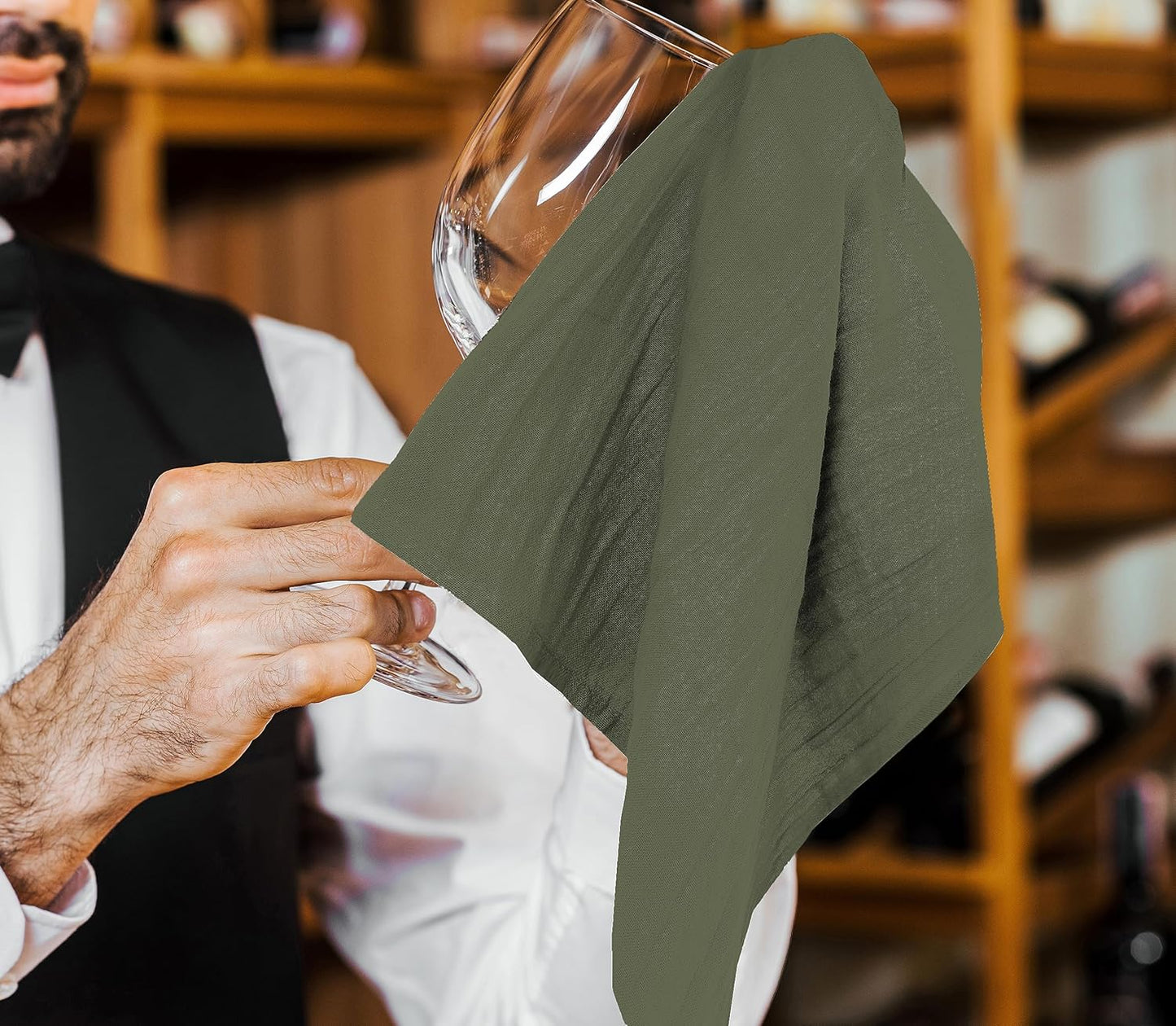 RUVANTI Flour Sack Towels 36 Pack 28x28 Inch, 100% Cotton Tea Towel, Reusable, Machine Washable, Absorbent BarTowels - Dish Cloth Perfect for Drying Dishes & Cleaning - Martini Olive